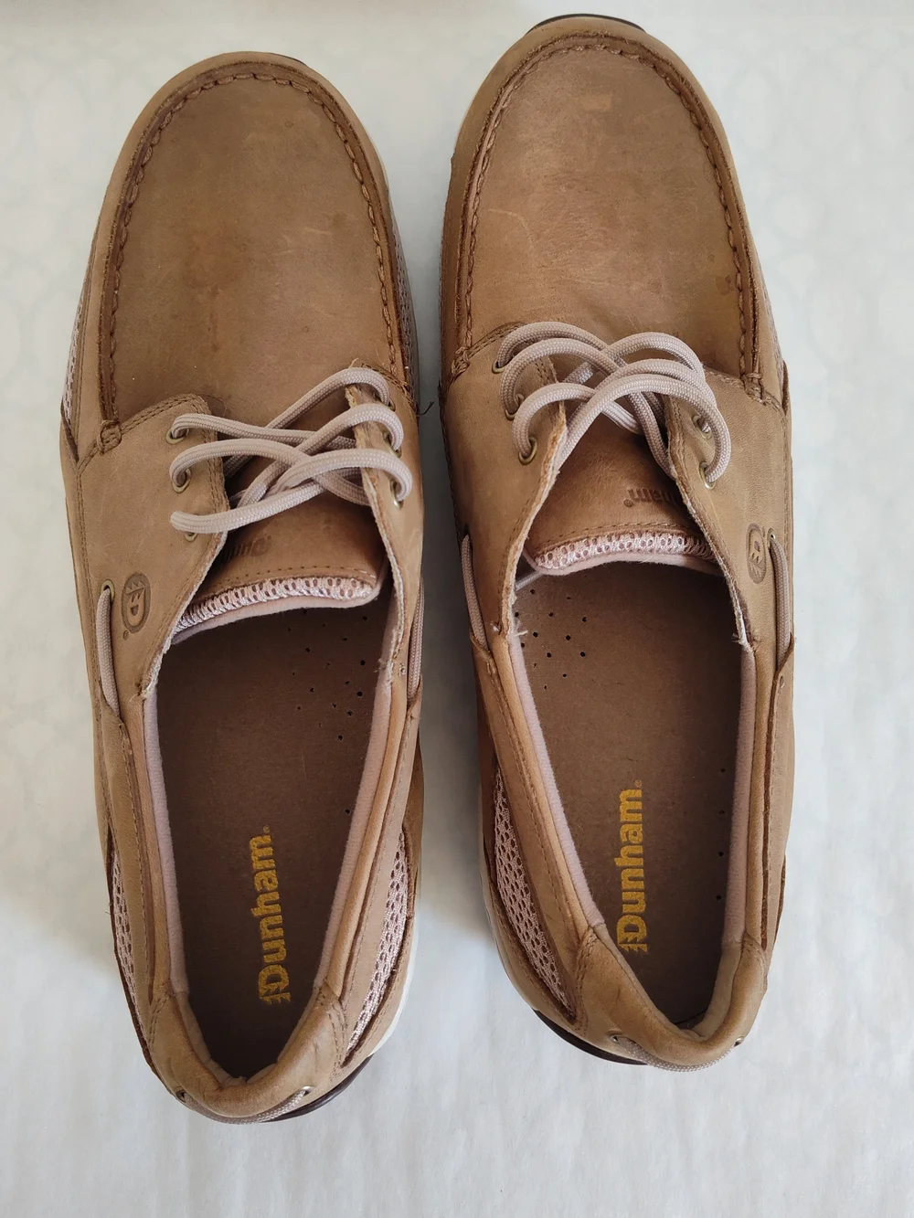 Dunham Captain Mesh Leather Men's 12 4E Tan Laced Boat Shoe MCN410TN